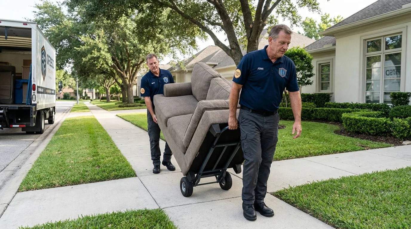 Local residential moving crew loading furniture in Midland Park, NJ