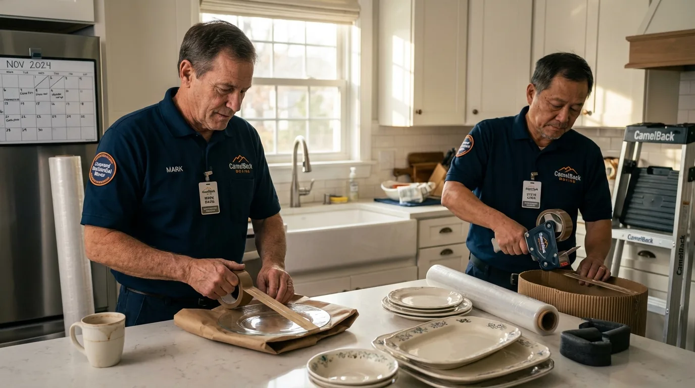 Professional crew packing kitchen dishware in Midland Park, NJ
